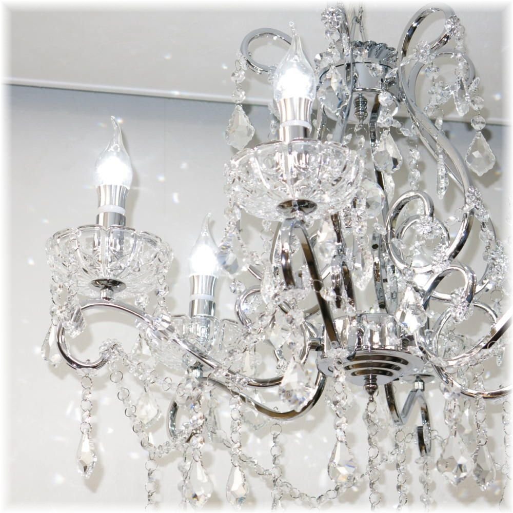 ☆LED電球サービスキャンペーン開催中！☆【送料無料！】★超激安即決！★新品 キャンドル6燈クリスタルシャンデリア