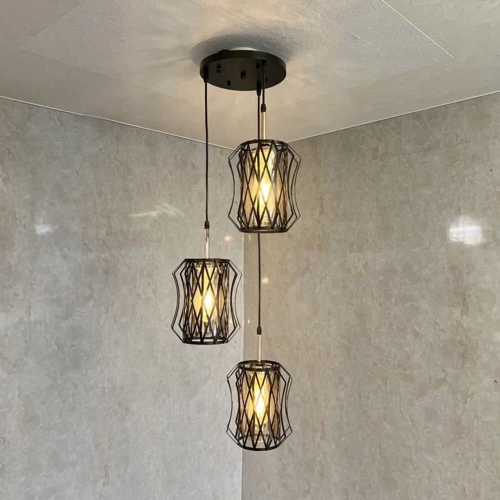 【LED付き】 新品 ブラックアイアン ペンタクトライト 調(diào)光対応 リビング 階段 吹き抜け LED モダン 送料無料 led 安い 北歐 6畳 8畳