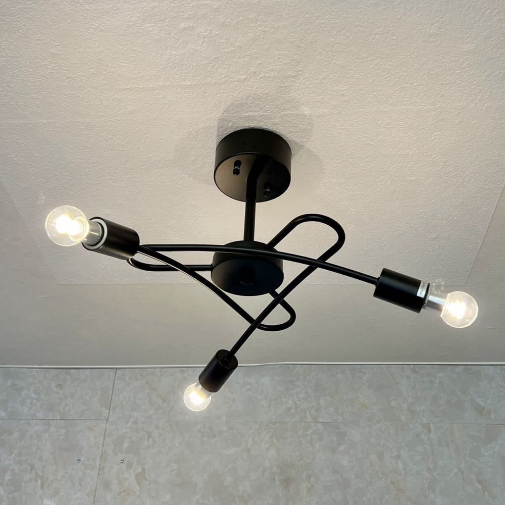 【LED付き！】引掛けシーリング対応 LED 3燈 シンプル ブラック アイアン シーリングトライト 直徑53cm PSE認(rèn)定 送料無料 led 安い 北歐