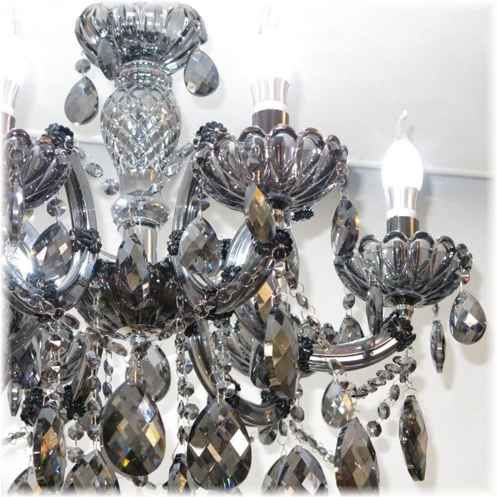 【送料無料！】★超激安即決！★新品 キャンドル6燈 LED クリスタル シャンデリア シーリング＆ペンダント ブラックタイプ