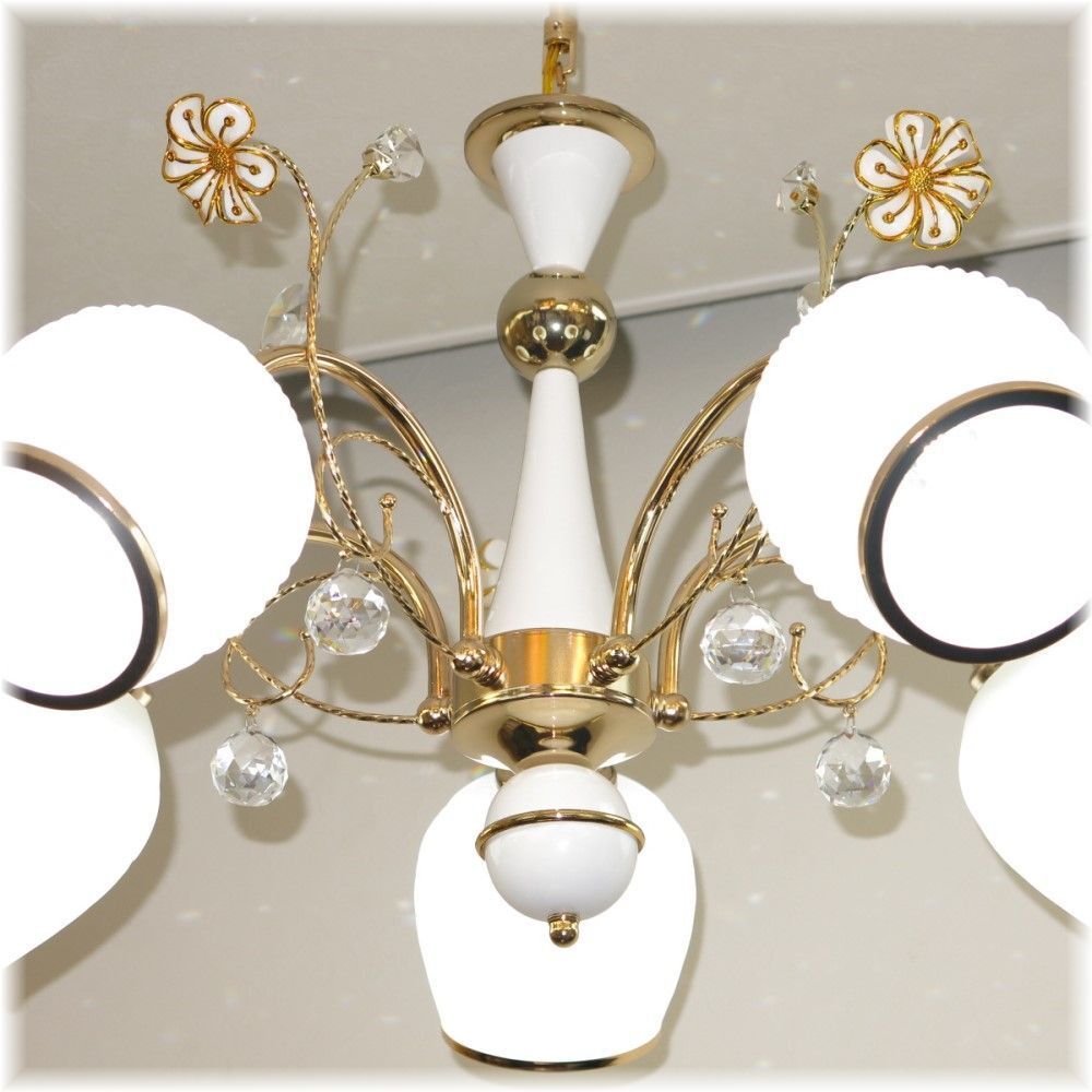 【送料無料！】★超激安即決！★新品?可愛いデザイン ホワイトガラスシェード LED 5燈シーリングライト