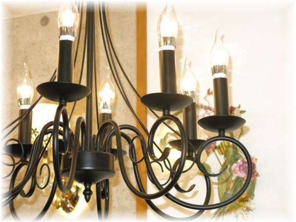 【LED付き！】豪華！ブラック アイアン シンプル 8燈 シャンデリア シャンデリア照明 アンティーク ビーズ led フランス レトロ 安い 北歐