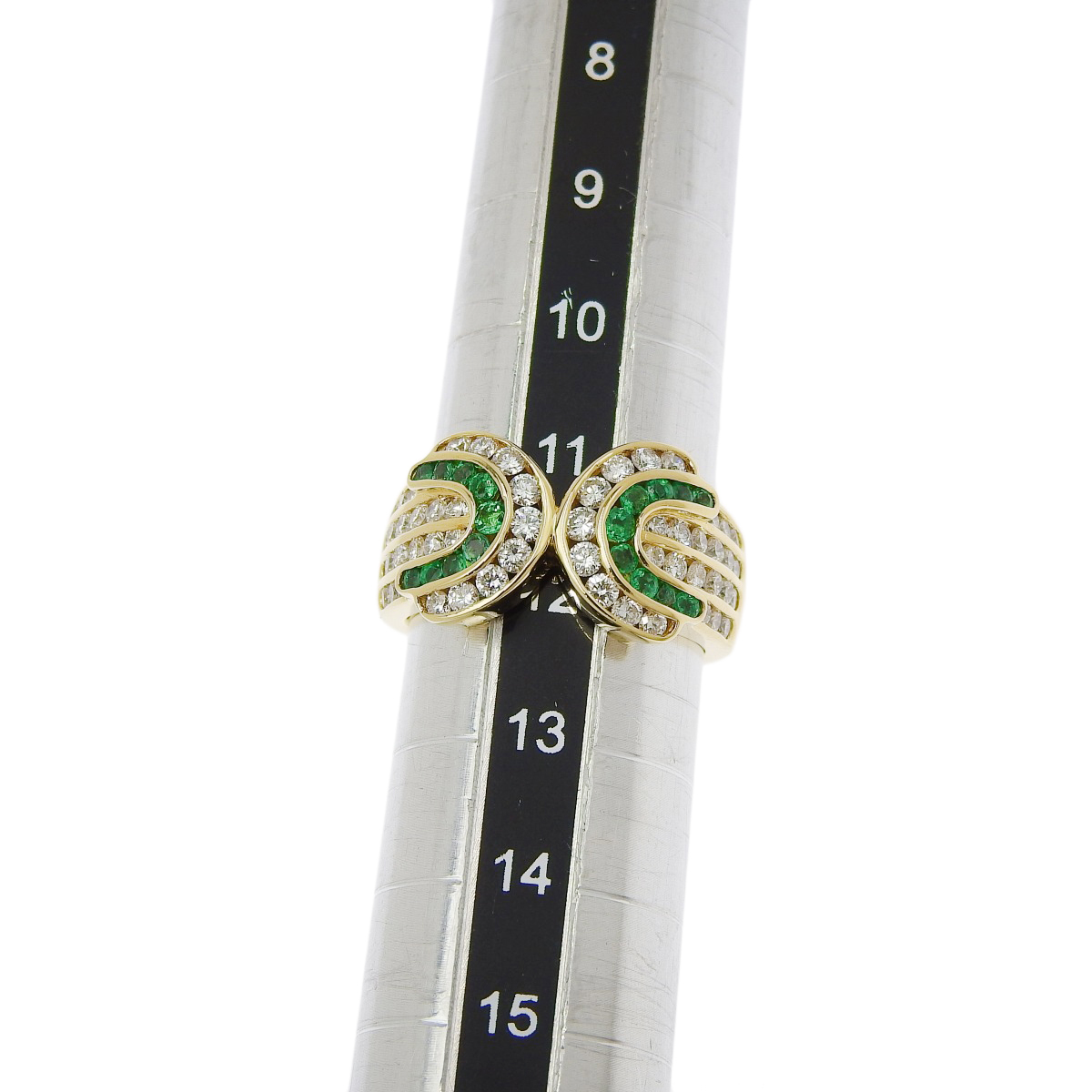 E0.37/D1.06 ダイヤモンド エメラルド リング K18 イエローゴールド YG 指輪 ジュエリー 11.5(51.5)号 金 緑 40802147778【アラモード】_画像6