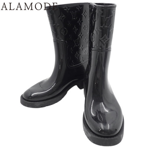 ルイ・ヴィトン ドロップス・ラインブーツ ブーツ 長靴 レインブーツ レインシューズ 39 ラバー ブラック黒 40802145835【アラモード】_画像1