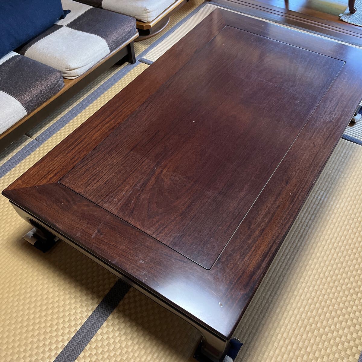 中古*高級座卓 重厚 無垢テーブル 幅150×奥行90×高さ33cm 和室 ちゃぶ台 座卓 昭和レトロ_画像1