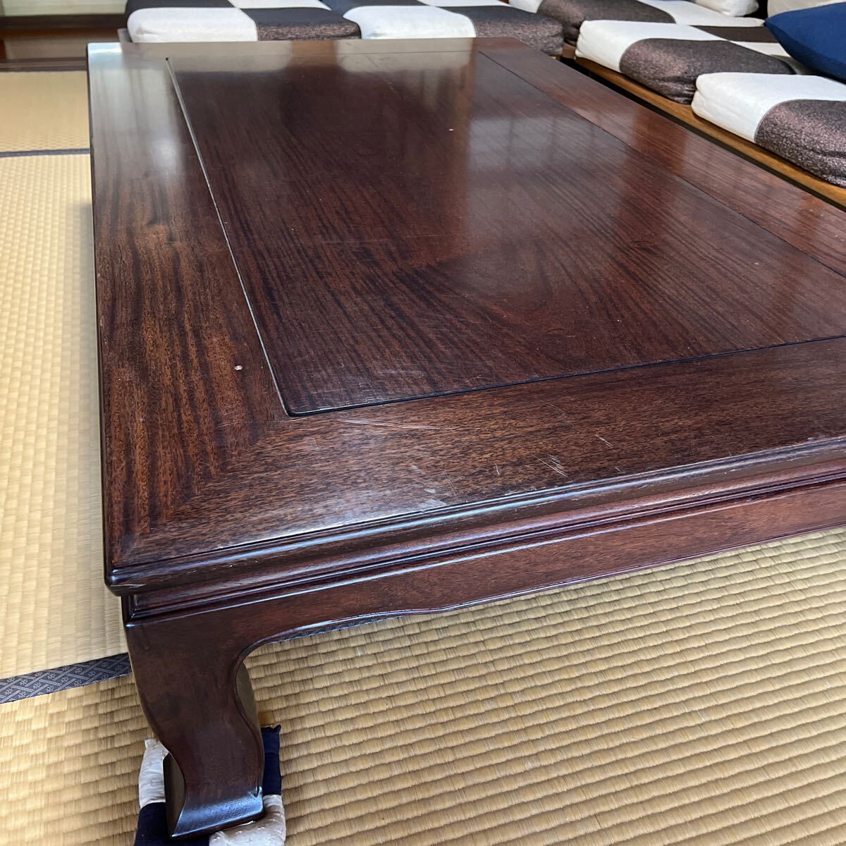 中古*高級座卓 重厚 無垢テーブル 幅150×奥行90×高さ33cm 和室 ちゃぶ台 座卓 昭和レトロ_画像6