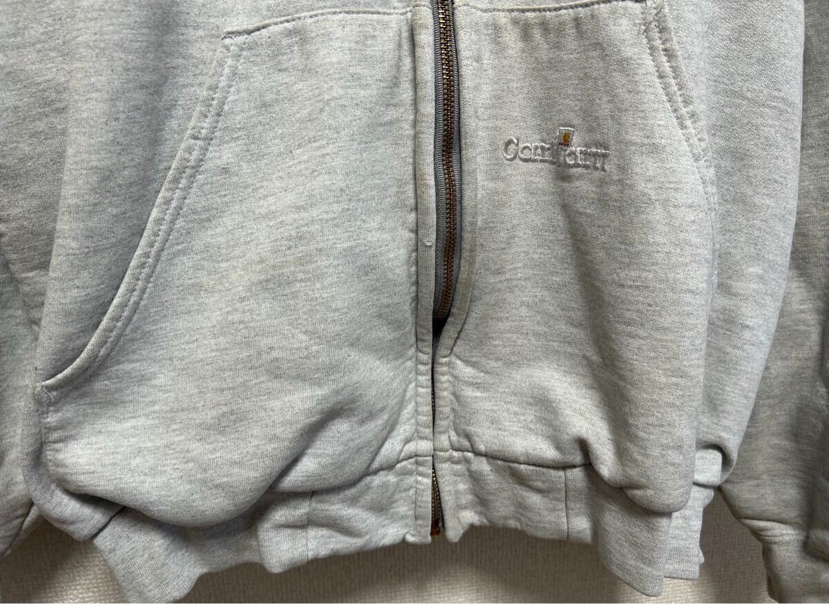 carhartt カーハート ダブルフェイス ジップアップ パーカー スウェットジップパーカー グレー ASH Medium Regular USA古着_画像7