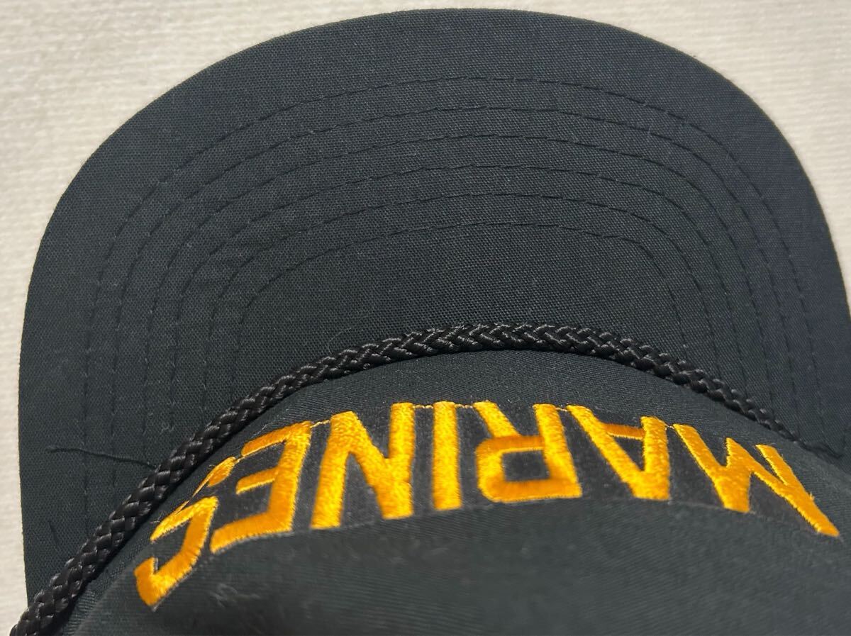 90's Vintage トラッカーキャップ スナップバック MARINES キャップ 帽子 刺繍キャップ 黒CAP USAヴィンテージ _画像6