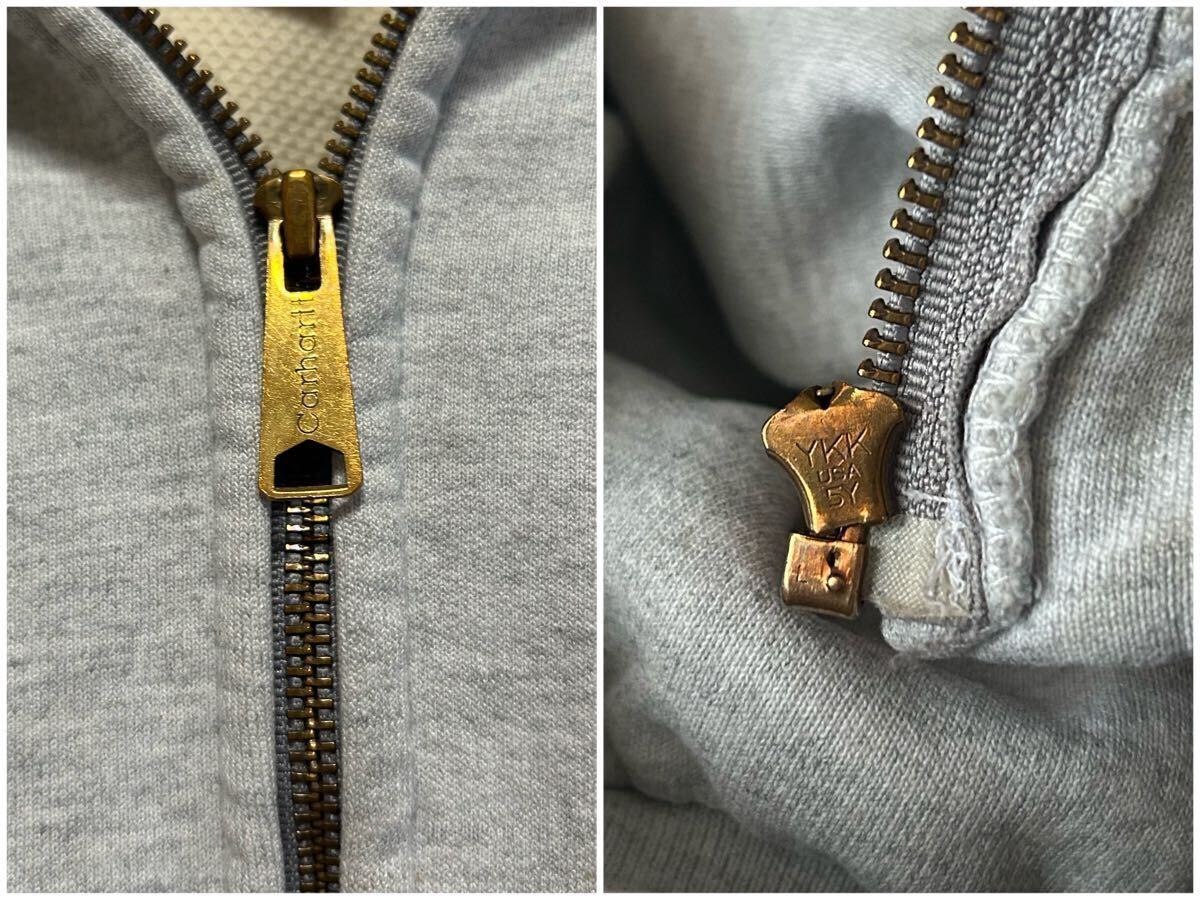 carhartt カーハート ダブルフェイス ジップアップ パーカー スウェットジップパーカー グレー ASH Medium Regular USA古着_画像10