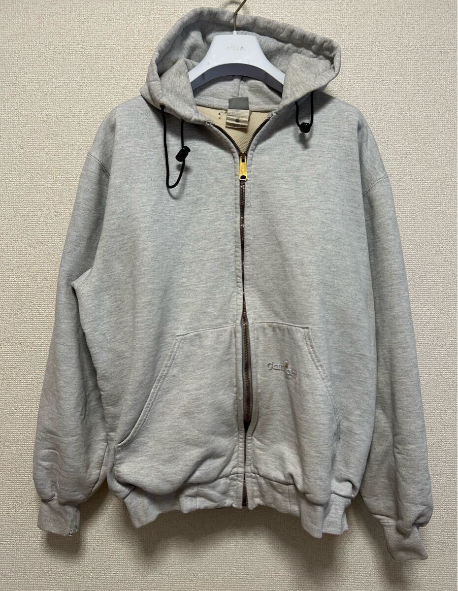 carhartt カーハート ダブルフェイス ジップアップ パーカー スウェットジップパーカー グレー ASH Medium Regular USA古着_画像1