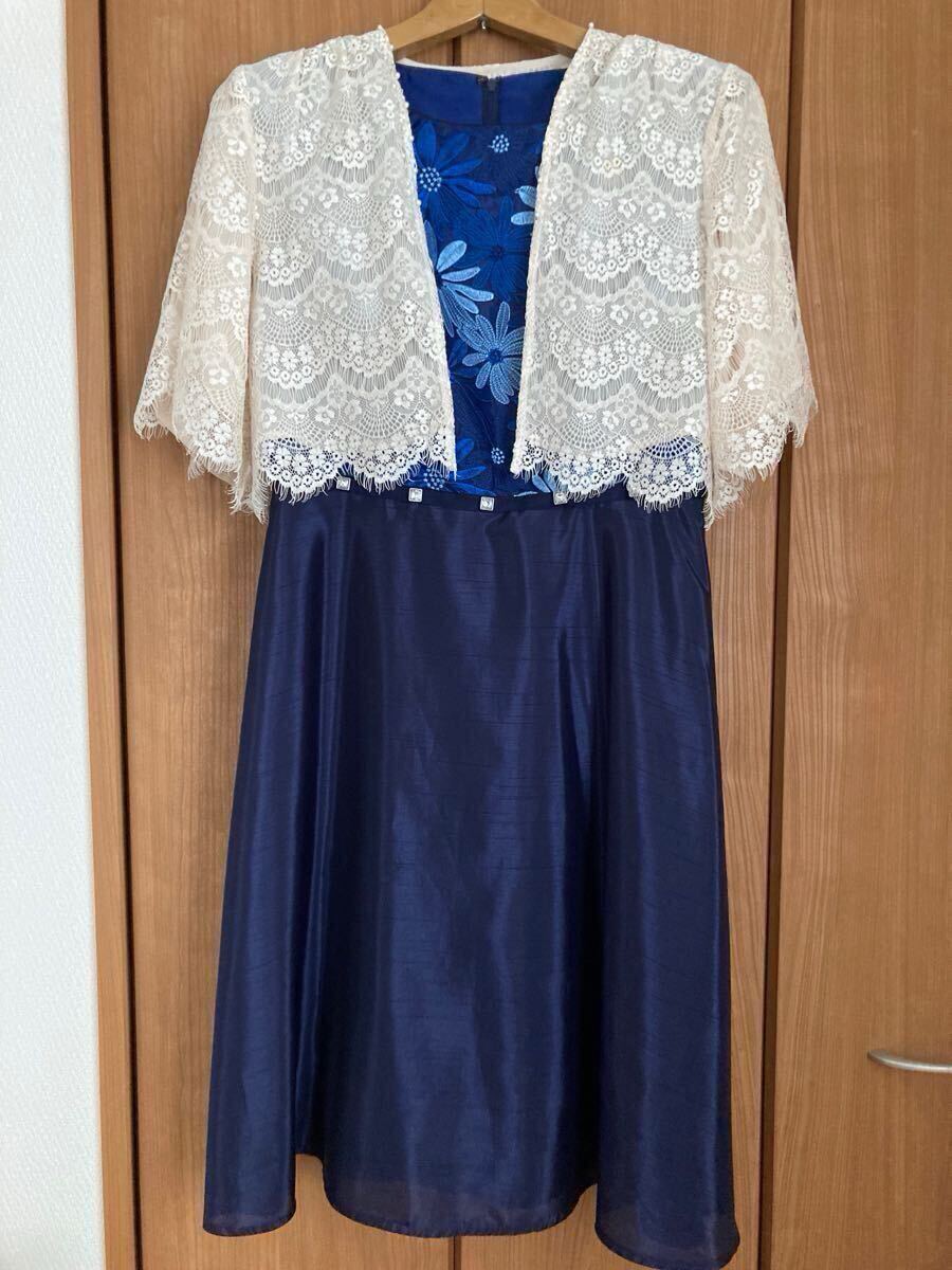 【送料無料】La Cadence Premier パーティードレス ９号 １回着おまけボレロ付 ノースリーブワンピース ネイビー_画像8