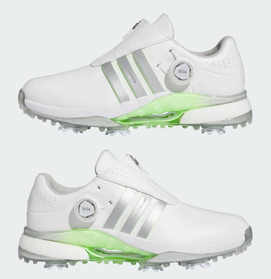 новый товар # Adidas #2024.3# женский # Tour 360-'24 боа шиповки #IF0264# белый | серебряный | зеленый Spark #24.5CM# стандартный товар