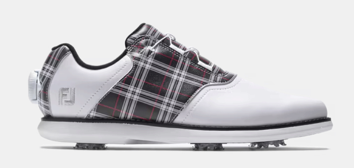 新品■フットジョイ■レディース イーコンフォート ボア スパイク■#98768■ホワイト／ブラック／レッド■23.0CM■彩るチェック柄■正規品_画像4