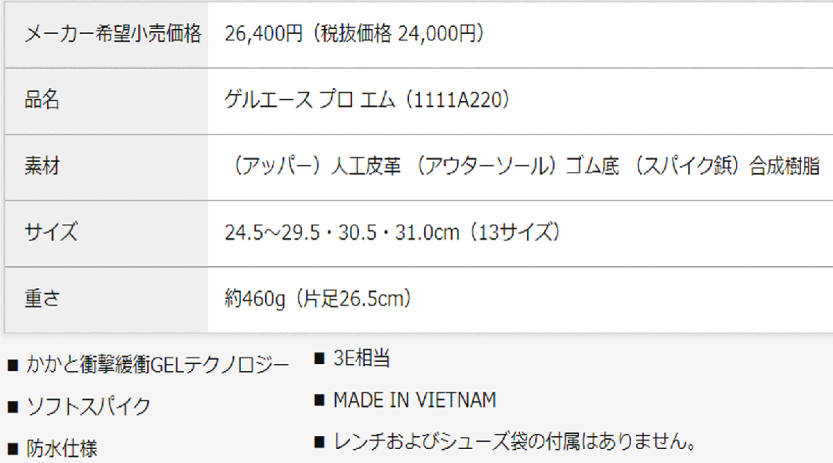 新品■アシックス■2022.4■ゲルエース プロ エム■1111A220■ブラック／ピュアシルバー■24.5CM■数量限定プロ仕様モデル■正規品_画像7