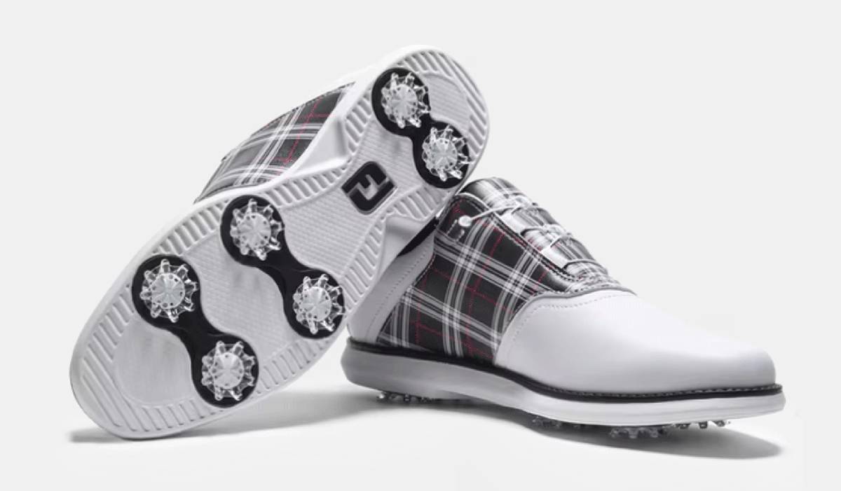 新品■フットジョイ■レディース イーコンフォート ボア スパイク■#98768■ホワイト／ブラック／レッド■23.0CM■彩るチェック柄■正規品_画像3