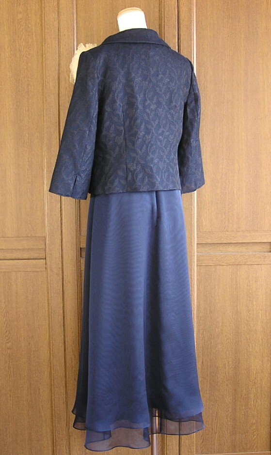 東京ソワール ドルチェ/SOIR DOLCE/紺 ネイビー/袖なし マキシ丈ロングワンピース×ボレロJK/11號/発表會 パーティー 結(jié)婚式親族ドレス等　