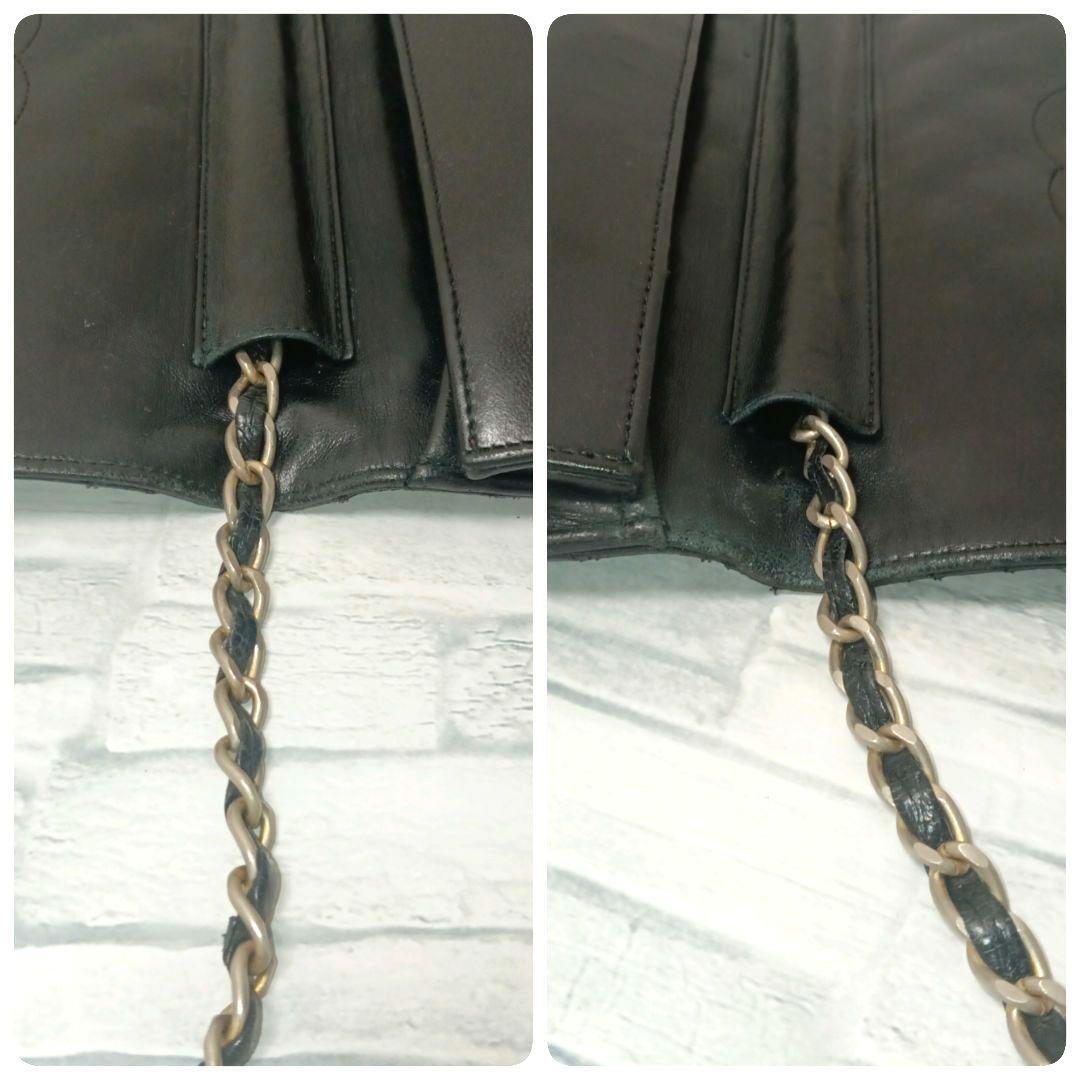【フルフラップ】CHANEL シャネル　チェーンショルダーバッグ　ラムスキン　プッシュロック　シングルフラップ　黒 　ブラック_画像8