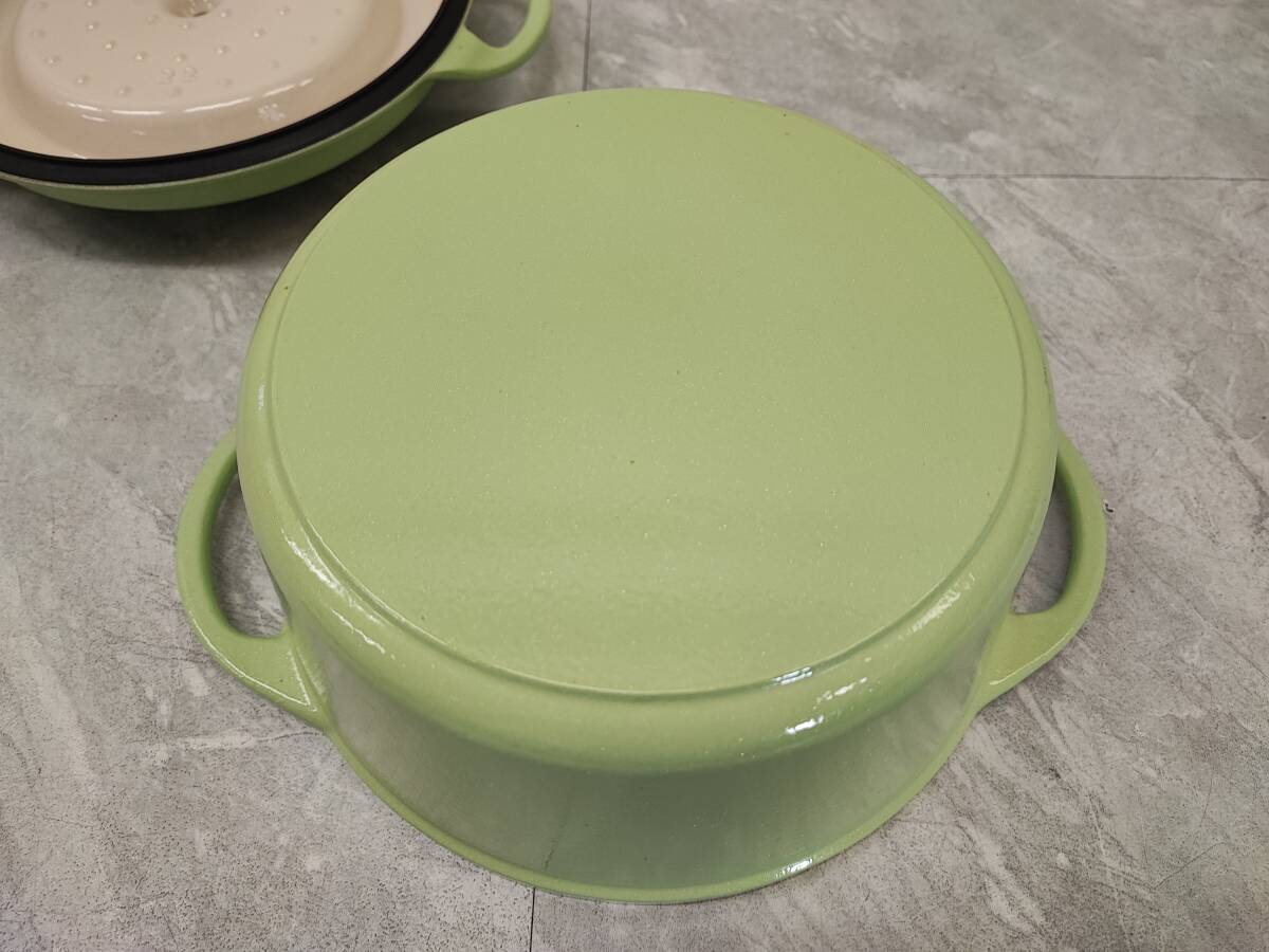 ★◆【保管品】VERMICULAR バーミキュラ 両手鍋 22ｃｍ グリーン 鋳物ホーロー鍋 日本制 80サイズ