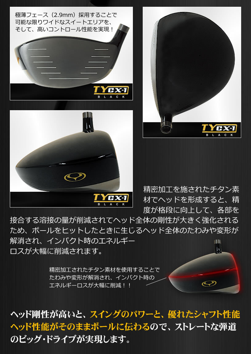 ヨシムラゴルフ CX-1 BLACK シャフト ドライバー 9° S 45.5インチ 【IR】_画像4