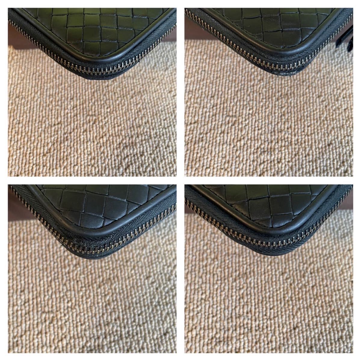 一円　美品　 カーフモデル　BOTTEGA VENETA ボッテガヴェネタ　 イントレチャート　 長(zhǎng)財(cái)布　 ラウンドファスナー　 ブラック　 