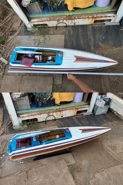 ★ジャンク品 全長約170cm 　当時物　ラジコンモーターボート中古品 【引き取り希望 千葉県千葉市稲毛区穴川付近 】★_画像2