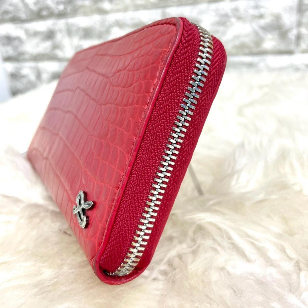ZELE PARIS　ゼルパリ　クロコ　ラウンドファスナー　長財布　レッド ZELE PARIS ゼルパリ クロコ ラウンドファスナー 長財布 レッド