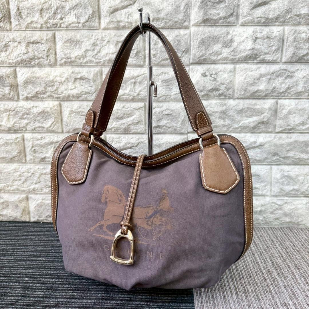美品 CELINE セリーヌ　トートバッグ　ホースキャリッジ　ブラウン Yahoo!オークション - 美品 CELINE セリーヌ トートバッグ
