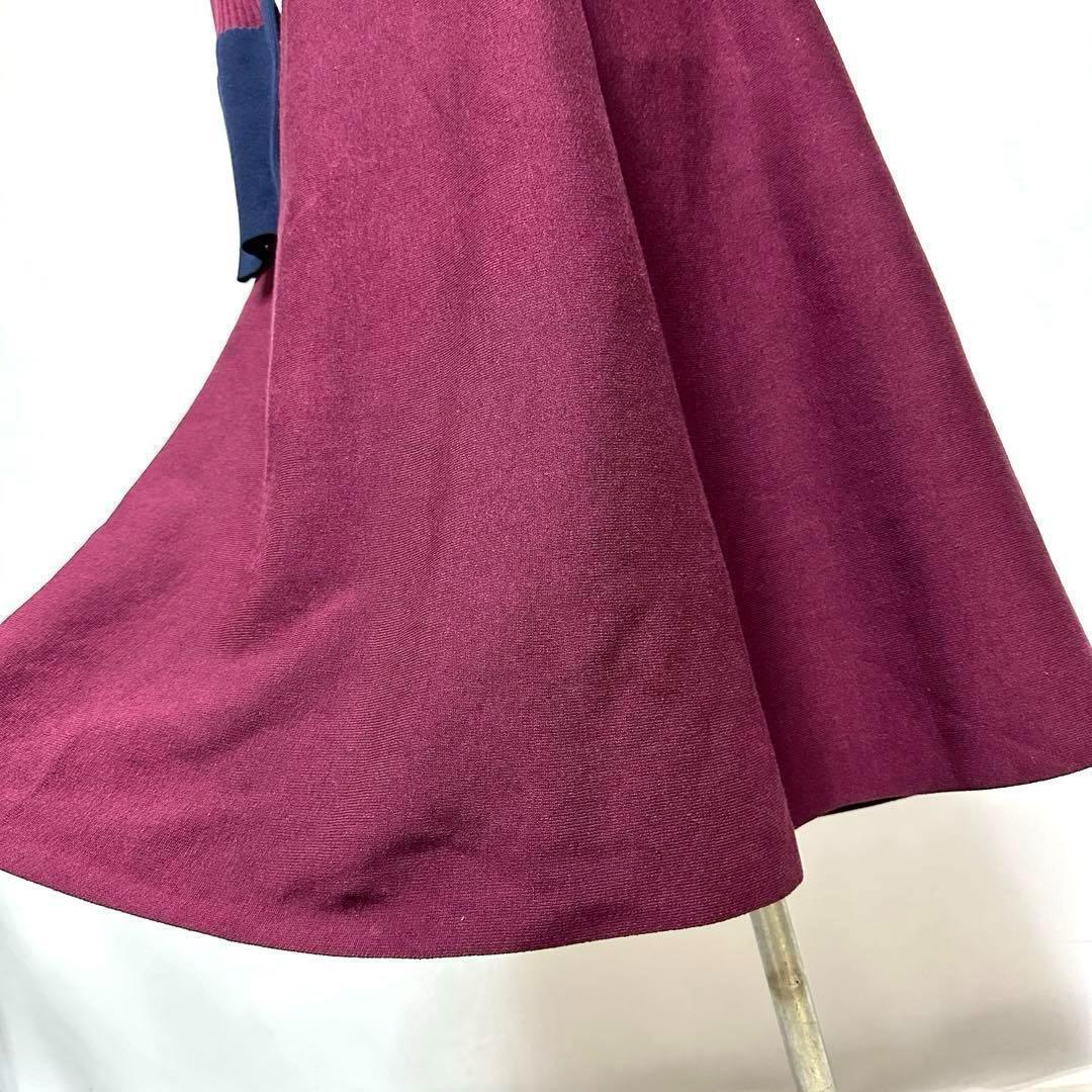 未使用 OPAQUE.CLIP オペークドットクリップ ロングニットワンピース マキシ丈 ワイン M._画像6