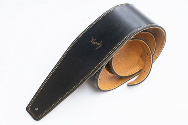 MOODY STRAPS 4.0 Inch Black /Tobacco Leather Long Tail ギターストラップ_画像4