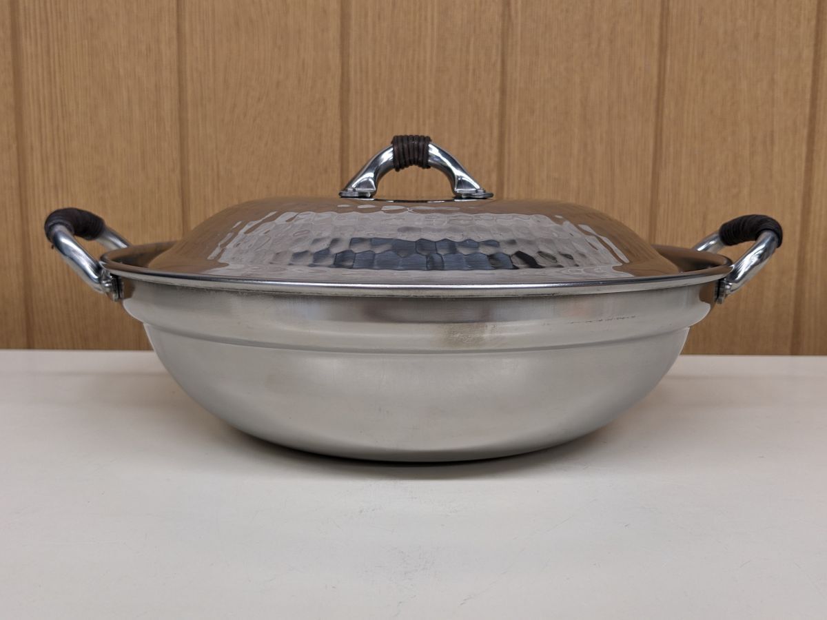 ii694■【デッドストック】ステンレス製のしゃぶしゃぶ鍋 18-8 湯豆腐鍋 1～4人用 両手鍋 蓋付き 卓上鍋 調理器具/100_画像4