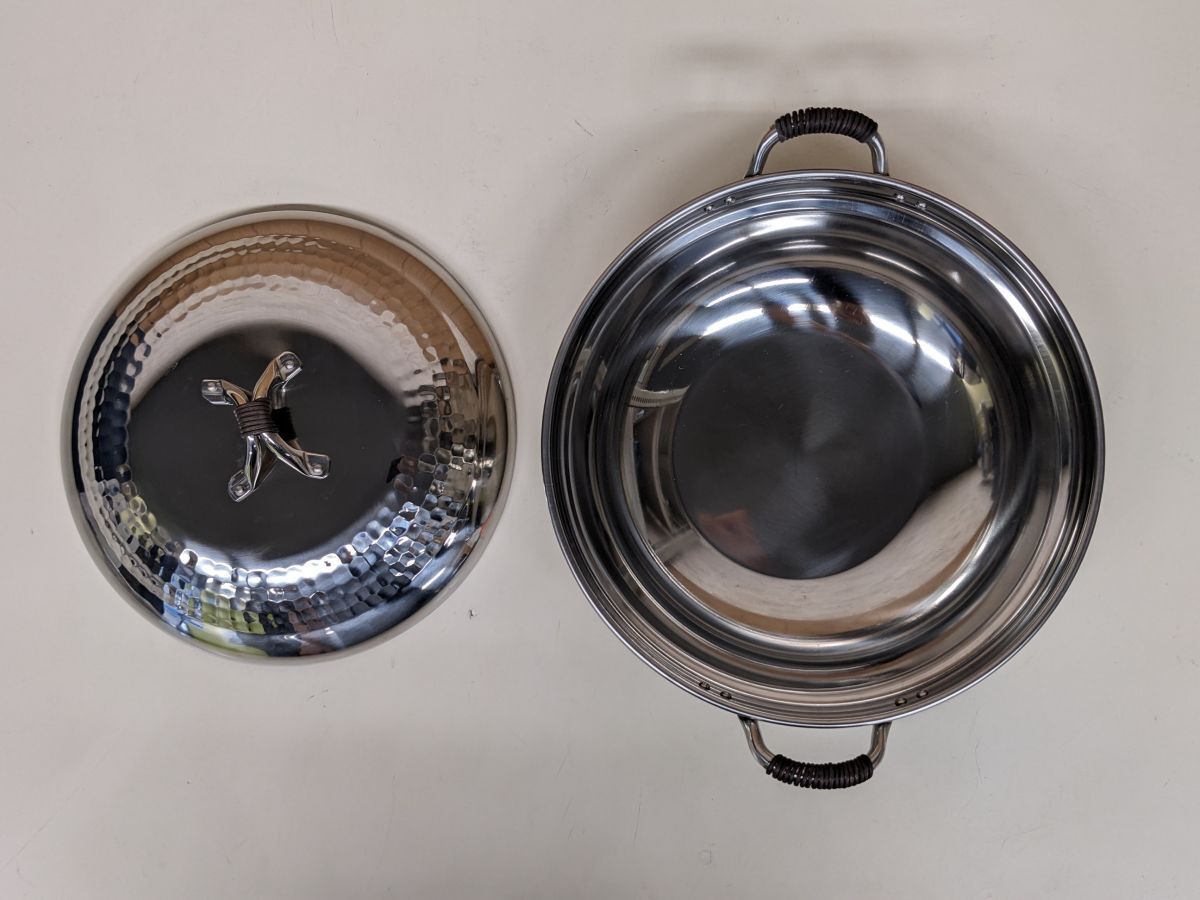 ii694■【デッドストック】ステンレス製のしゃぶしゃぶ鍋 18-8 湯豆腐鍋 1～4人用 両手鍋 蓋付き 卓上鍋 調理器具/100_画像6