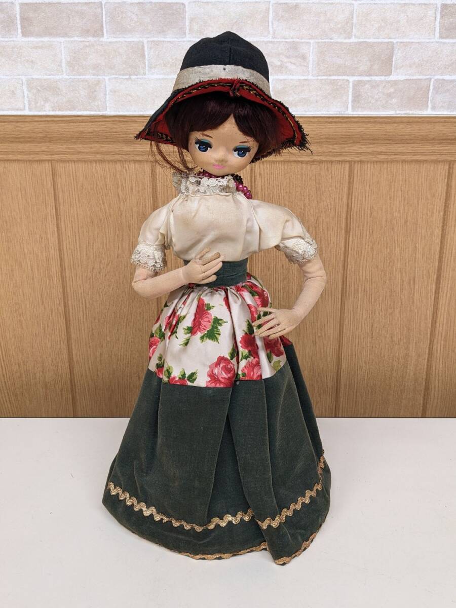 ii617# Showa Retro SNP TOKYO JAPAN вращение музыкальная шкатулка кукла Poe z кукла подлинная вещь девочка SANKYO/80