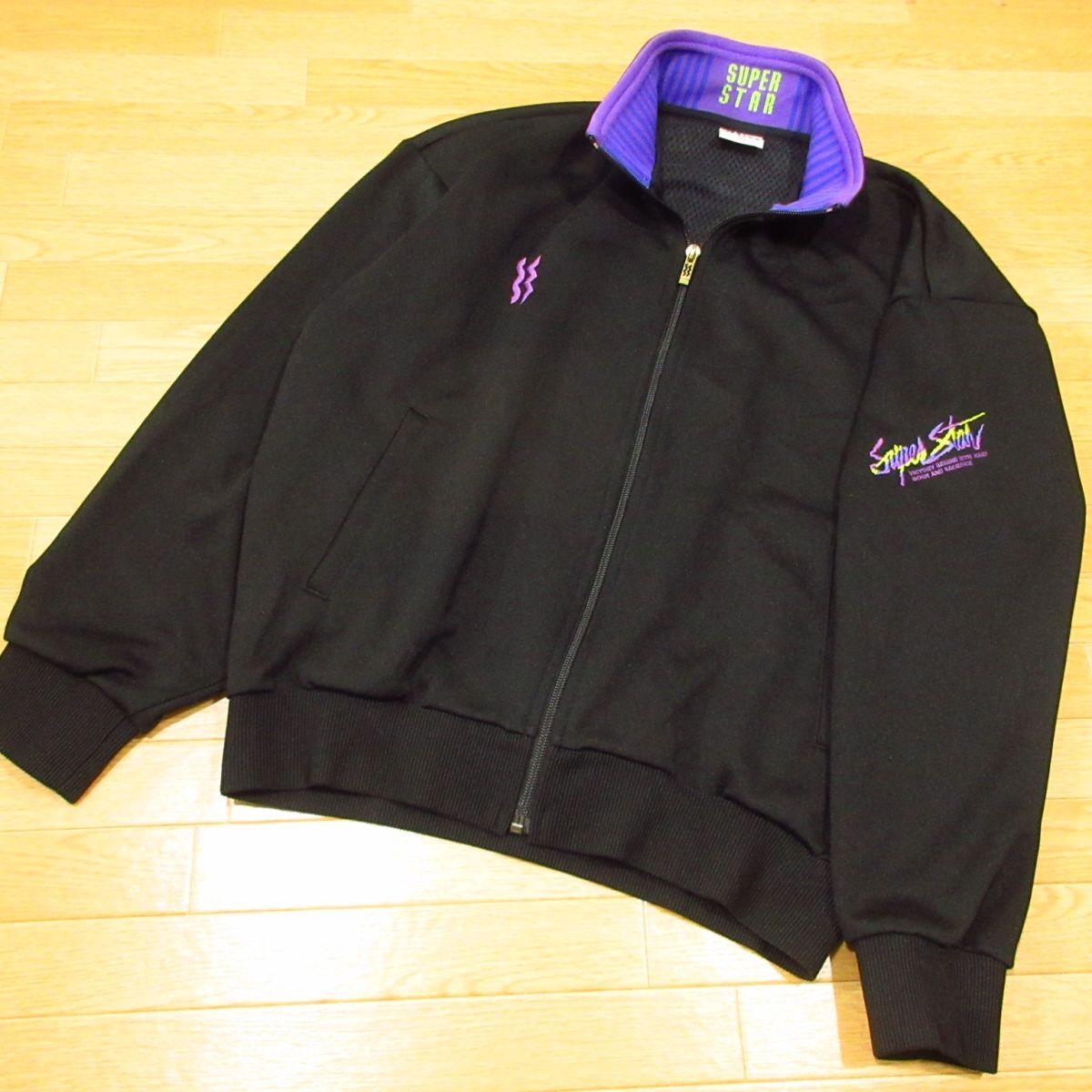 ◎良品 90s！MIZUNO Super Star ミズノ L 上下セット セットアップ ジャージ ジャケット&パンツ ヴィンテージ 90年代 メンズ 黒◆BA3637_画像2