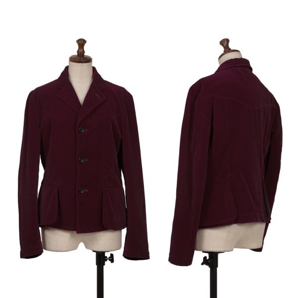 ローブドシャンブル コムデギャルソン コットンビッグフラップポケットベロアジャケット ワインL