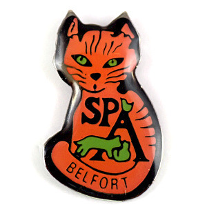 ピンバッジ・茶色い猫ネコ動物愛護ＳＰＡ◆フランス限定ピンズ◆レアなヴィンテージものピンバッチ_画像1