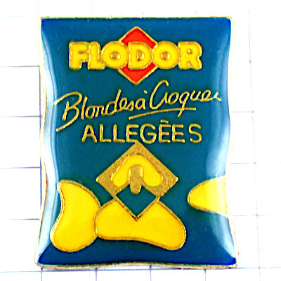 お買得ピンバッジ・ポテトチップス一枚 FLODOR FRITTES CHIPS FRANCE◆フランス限定ピンズ◆レアなヴィンテージものピンバッチ_画像1