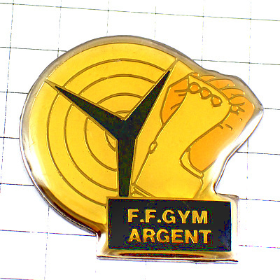 ピンバッジ?ジム運(yùn)動(dòng)スポーツ片手 FEDERATION-FRANCAISE-DE-GYMNASTIQUE FFGYM ARGENT FRANCE◆フランス限定ピンズ