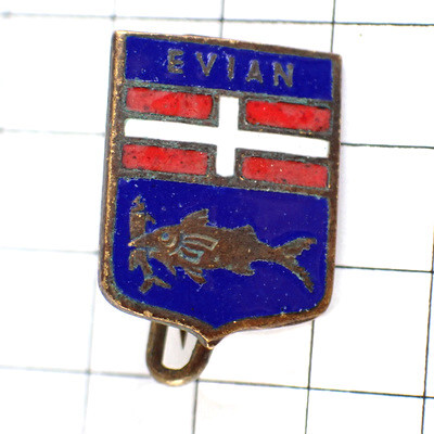 ブローチ?エヴィアン魚の紋章ミネラルウォーター水◆フランス限定アンティーク◆レアなヴィンテージもの