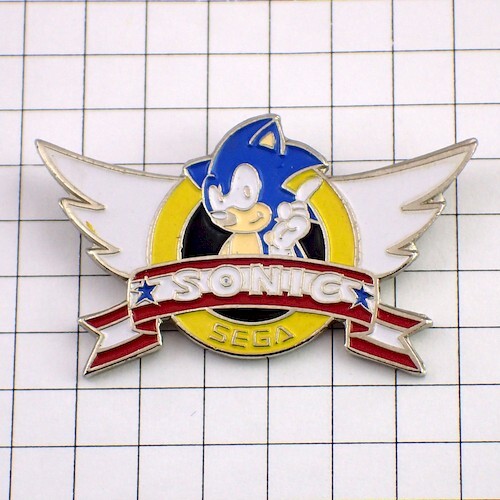 ピンバッジ・セガソニックSEGAゲームキャラクター SONIC◆フランス限定ピンズ◆レアなヴィンテージものピンバッチ_画像1