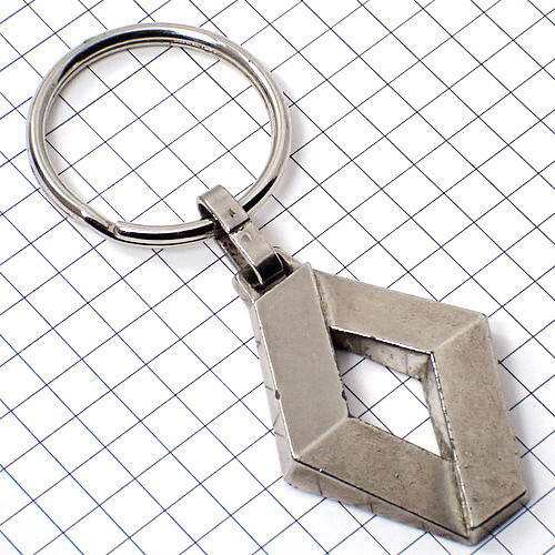 キーホルダー・ルノー車エンブレム菱形シルバー銀色 RENAULT FRANCE◆フランス限定ポルトクレ◆レアなヴィンテージものアンティーク_画像3