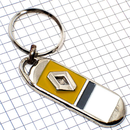 キーホルダー・ルノー車エンブレム黄色シルバー銀色菱形 RENAULT FRANCE◆フランス限定ポルトクレ◆レアなヴィンテージものアンティーク_画像3