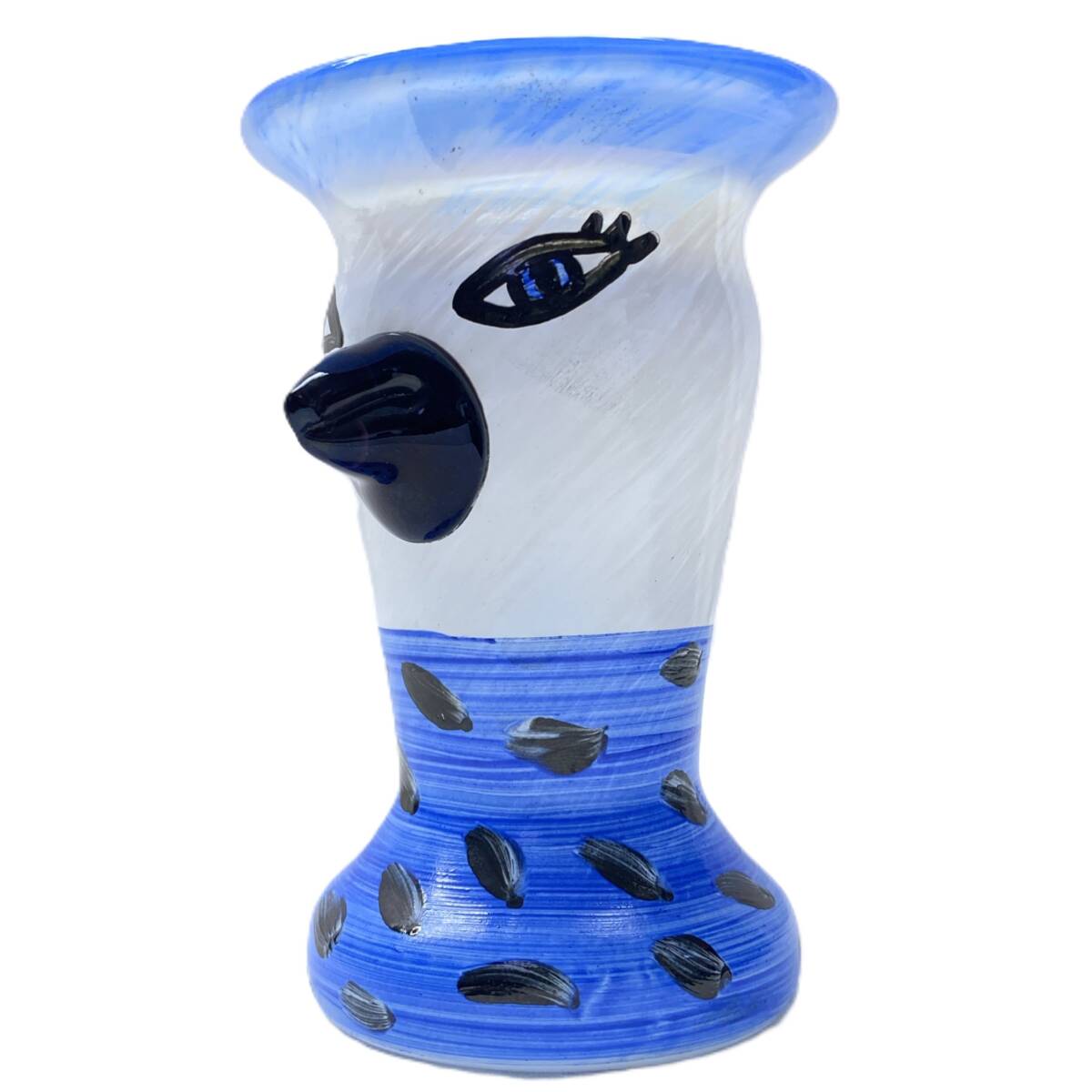 北欧ガラス コスタボダ ウルリカ・ヒードマン・ヴァリーン 鳥 ハンドペイント 青 フラワーベース 花瓶_画像2