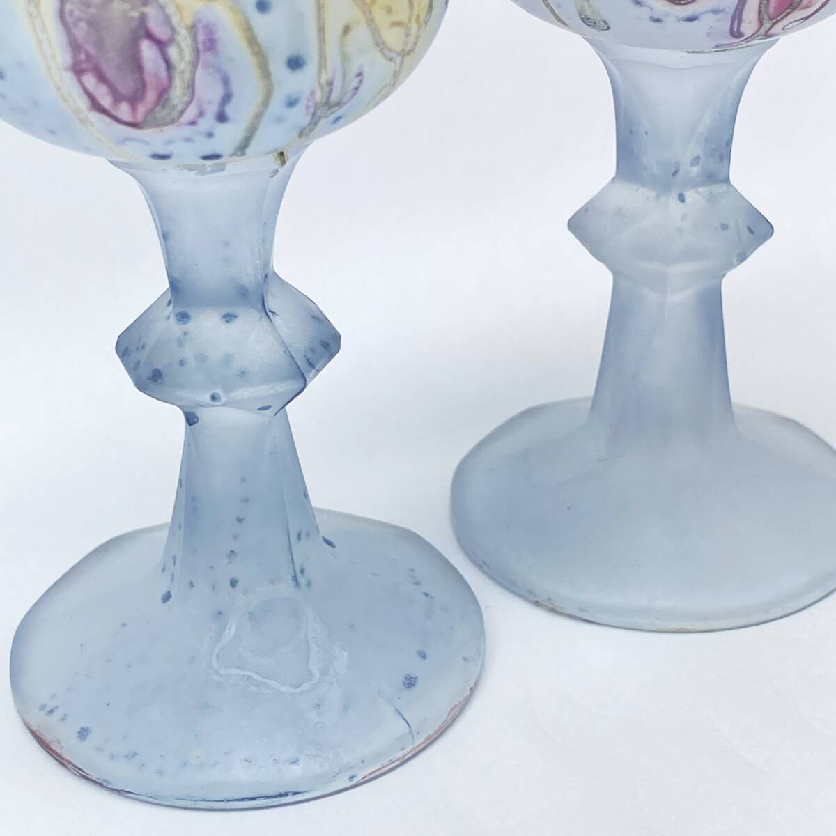 ビンテージ Rueven ルーベンガラス Villeroy&Boch ビレロイ&ボッホ ワイングラス ペア 5点セット 青 脚付冷酒杯 まとめて_画像3