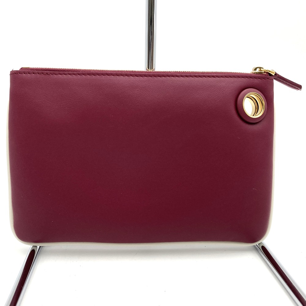 FENDI フェンディ トリプレット 8BS001A1FS ３連ポーチ クラッチバッグ レザー フラワー ホワイト/レッド/ブラウン レディース_画像7
