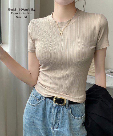 無地Tシャツ 半袖 カットソー 薄手 オフィスカジュアル シンプル カットソー レディース L ホワイト