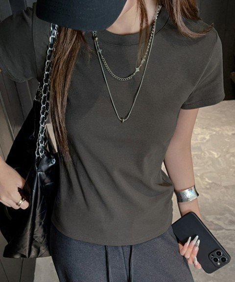 トップス Tシャツ 薄手 ベーシックシャツ 半袖 シンプル オフィスカジュアル 通勤 仕事 レディース M ホワイト