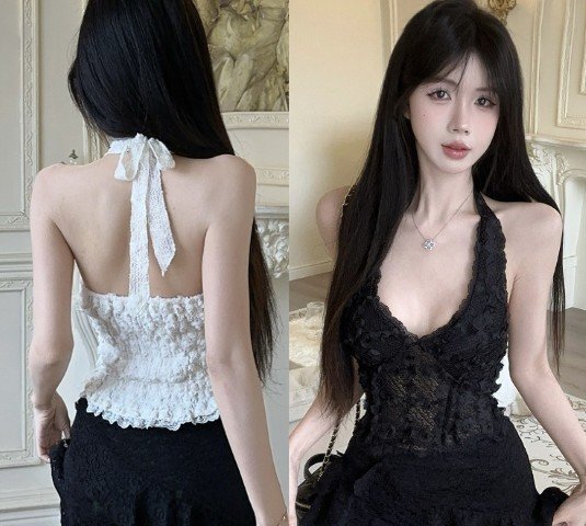 トップス ノースリーブ 袖なし タンクトップ レース シンプル カジュアル レディース L ホワイト