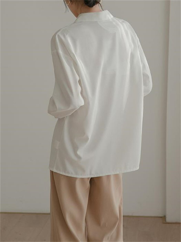 トップス シャツ ブラウス 長袖 上品 きれいめ オフィスカジュアル OL 通勤 仕事 レディース L ホワイト