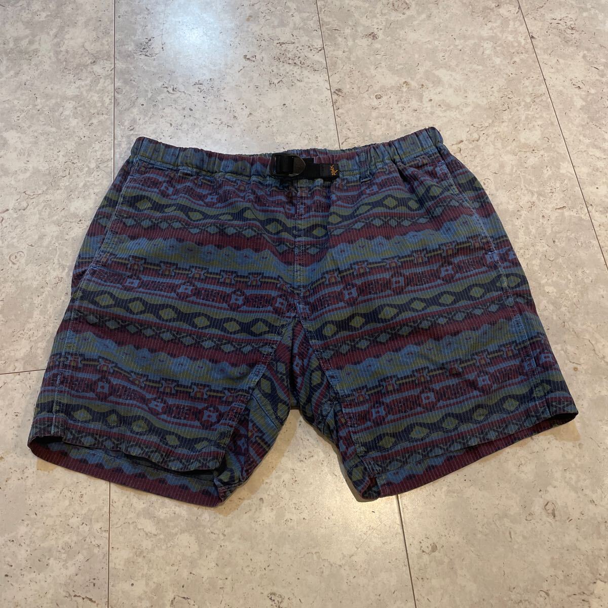 Ｌサイズ 良好 ROKX ロックス クライミングショートパンツ 青系 ハーフパンツ 総柄 コットン 短パン ショーツ アウトドア_画像1