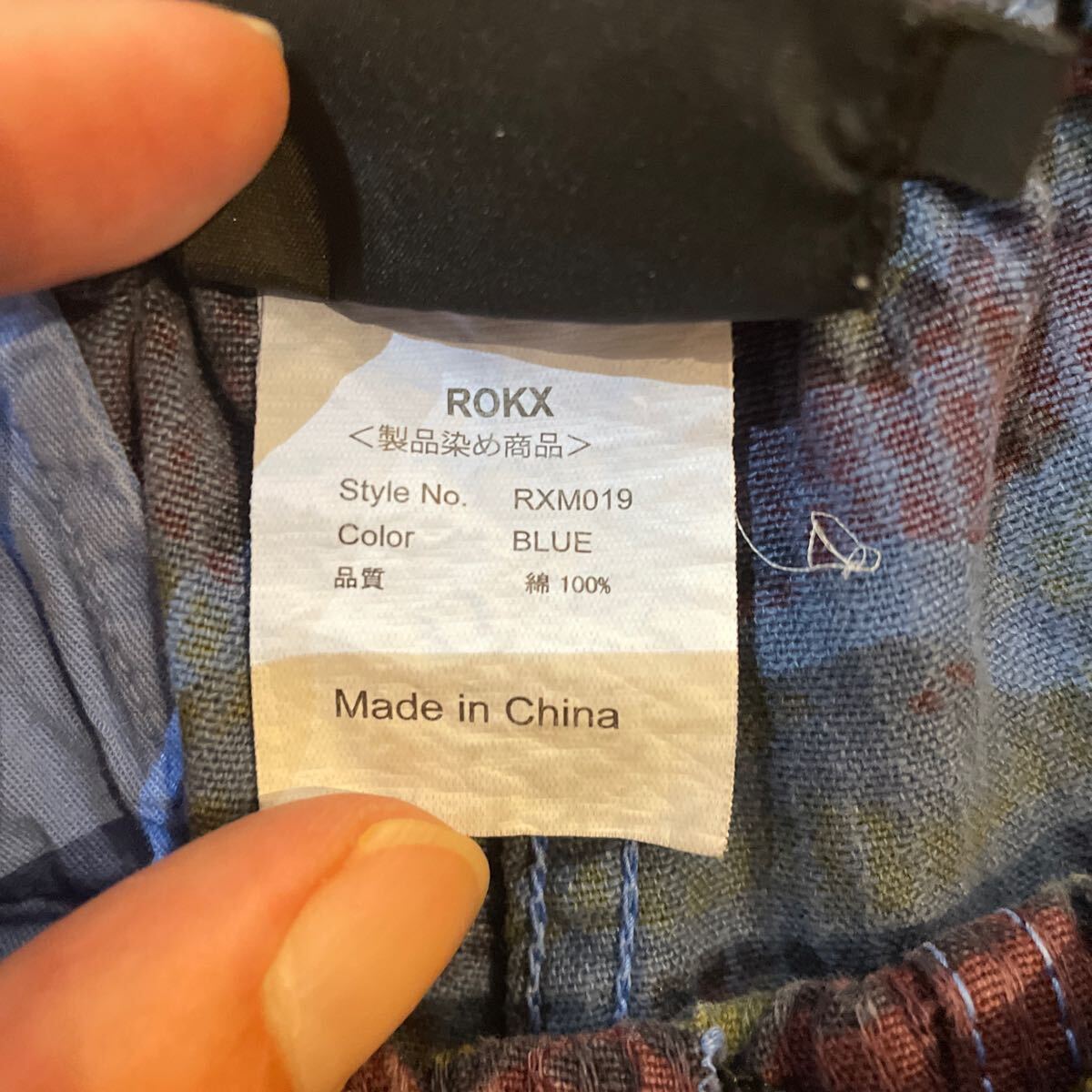 Ｌサイズ 良好 ROKX ロックス クライミングショートパンツ 青系 ハーフパンツ 総柄 コットン 短パン ショーツ アウトドア_画像5
